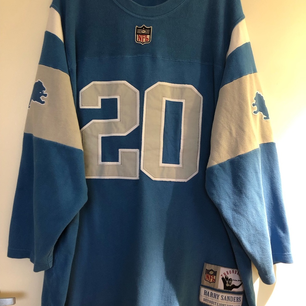 Vintage 96 Barry sanders Throwback Gridiron Reebok Long sleeve Cotton Men’s 3XL